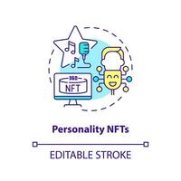 Personality NFTs concept icon. Virtual characters. Trend in digital space abstract idea thin line illustration. Isolated outline drawing. Editable stroke vector