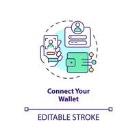 Connect your wallet concept icon. Create artist profile. NFTs minting process abstract idea thin line illustration. Isolated outline drawing. Editable stroke vector