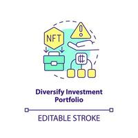 Diversify investment portfolio concept icon. Ability to get profit. NFT benefit abstract idea thin line illustration. Isolated outline drawing. Editable stroke vector