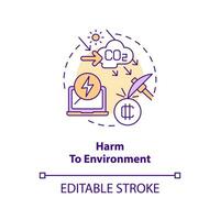 Harm to environment concept icon. Air pollution increasing. NFT disadvantage abstract idea thin line illustration. Isolated outline drawing. Editable stroke vector