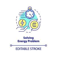 Solving energy problem concept icon. Reduce power consumption. Important NFT trend abstract idea thin line illustration. Isolated outline drawing. Editable stroke vector