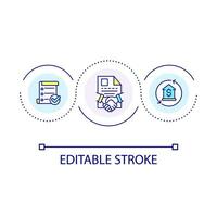 House purchase documents loop concept icon. Real estate market. Formalizing property rights abstract idea thin line illustration. Isolated outline drawing. Editable stroke vector