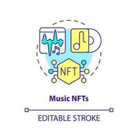 Music NFTs concept icon. Audio files monetization. Trend in virtual space abstract idea thin line illustration. Isolated outline drawing. Editable stroke vector