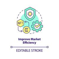 Improve market efficiency concept icon. Business development. NFT benefit abstract idea thin line illustration. Isolated outline drawing. Editable stroke vector