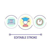Distance learning loop concept icon. School online. Remote studying. Screen time for kids abstract idea thin line illustration. Isolated outline drawing. Editable stroke vector