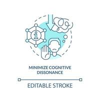 Minimize cognitive dissonance turquoise concept icon. Explanation of myside bias abstract idea thin line illustration. Isolated outline drawing. Editable stroke vector