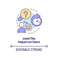 Limit impact on users concept icon. Improving release management process tip abstract idea thin line illustration. Isolated outline drawing. Editable stroke vector