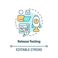 Release testing concept icon. Software delivery. Production management process step abstract idea thin line illustration. Isolated outline drawing. Editable stroke vector