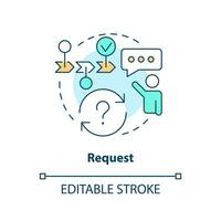 Request concept icon. New features. Product function. Release management process step abstract idea thin line illustration. Isolated outline drawing. Editable stroke vector