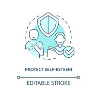 Protect self-esteem turquoise concept icon. Explanation of confirmatory bias abstract idea thin line illustration. Isolated outline drawing. Editable stroke vector