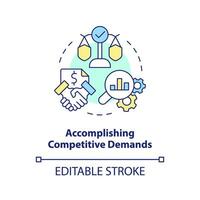 Accomplishing competitive demands concept icon. Key indicator of release management abstract idea thin line illustration. Isolated outline drawing. Editable stroke vector