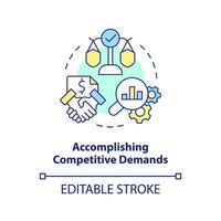 Accomplishing competitive demands concept icon. Key indicator of release management abstract idea thin line illustration. Isolated outline drawing. Editable stroke vector