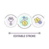 Profit increasement loop concept icon. Eliminate discounts. Financial strategy and approach abstract idea thin line illustration. Isolated outline drawing. Editable stroke vector