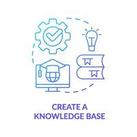 Create knowledge base blue gradient concept icon. Product feature and application training abstract idea thin line illustration. Isolated outline drawing vector