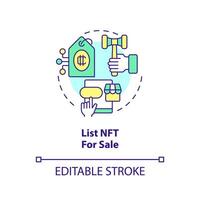 List NFT for sale concept icon. Specify details. Artwork minting process abstract idea thin line illustration. Isolated outline drawing. Editable stroke vector