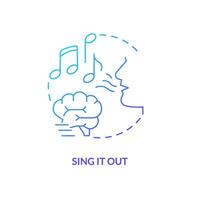 Singing out to memorize blue gradient concept icon. Brain training. Auditory memory technique. Learning trick abstract idea thin line illustration. Isolated outline drawing vector