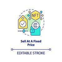 Sell at fixed price concept icon. Setup files cost. Way of NFTs monetization abstract idea thin line illustration. Isolated outline drawing. Editable stroke vector