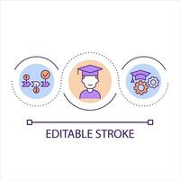 Educational process loop concept icon. Studying planning. Learning progress. Upgrade skills abstract idea thin line illustration. Isolated outline drawing. Editable stroke vector