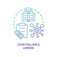 Storytelling, linking technique blue gradient concept icon. Visual memorization method. Improve imagination abstract idea thin line illustration. Isolated outline drawing vector