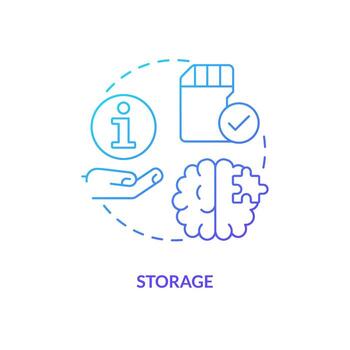 Keeping information in brain blue gradient concept icon. Storage in psychology. Retain knowledge. Memory abstract idea thin line illustration. Isolated outline drawing vector