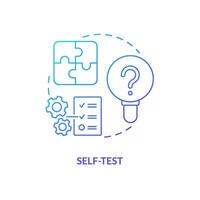 Self-test blue gradient concept icon. Recall learned materials. Knowledge control. Evaluate yourself. Assess abstract idea thin line illustration. Isolated outline drawing vector