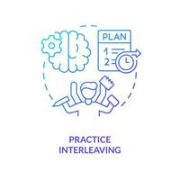 Focus on multitasking learning blue gradient concept icon. Interleaving memory method. Effective learning abstract idea thin line illustration. Isolated outline drawing vector