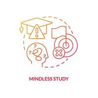 Mindless study red gradient concept icon. Ineffective memorize tip. Aimless learning. Purposeless education abstract idea thin line illustration. Isolated outline drawing vector