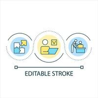 Productive work loop concept icon. Support at workplace. Complete job tasks successfully. Assignments abstract idea thin line illustration. Isolated outline drawing. Editable stroke vector