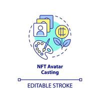 NFT avatar casting concept icon. Brands monetization. Important trend abstract idea thin line illustration. Isolated outline drawing. Editable stroke vector