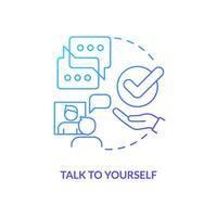 Speak information aloud blue gradient concept icon. Effective memory trick. Memorization tip. Talk to yourself abstract idea thin line illustration. Isolated outline drawing vector