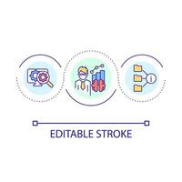 Data analytics loop concept icon. Statistical research. Information management. Optimizing database abstract idea thin line illustration. Isolated outline drawing. Editable stroke vector