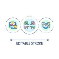 Business communication loop concept icon. Online meeting. Team interaction. Videoconferencing abstract idea thin line illustration. Isolated outline drawing. Editable stroke vector