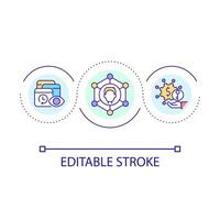 Private digital information loop concept icon. Customer online behavior. Data cybersecurity abstract idea thin line illustration. Isolated outline drawing. Editable stroke vector