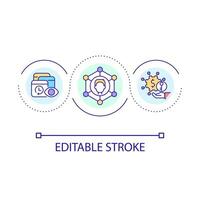 Private digital information loop concept icon. Customer online behavior. Data cybersecurity abstract idea thin line illustration. Isolated outline drawing. Editable stroke vector