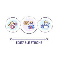 Software testing loop concept icon. Check application errors. Digital product optimization abstract idea thin line illustration. Isolated outline drawing. Editable stroke vector