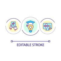 Solve logical issue loop concept icon. Brain training games. Crossword puzzle. Generate ideas abstract idea thin line illustration. Isolated outline drawing. Editable stroke vector