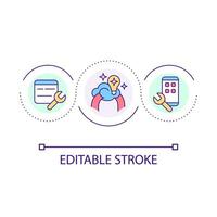 Smartphone adjustment loop concept icon. Device optimization. Gadget improvement. Find solution abstract idea thin line illustration. Isolated outline drawing. Editable stroke vector