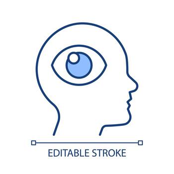 Trusting intuition RGB color icon. Open minded. Stop overthinking. Inner vision. Self awareness. Isolated vector illustration. Simple filled line drawing. Editable stroke
