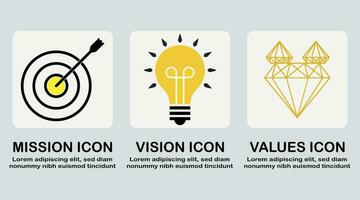 Mission, Vision, Values icon success and growth concepts vector on isolated white background.