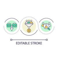 Retain employees during merger loop concept icon. Business activity abstract idea thin line illustration. Organization management. Isolated outline drawing. Editable stroke vector