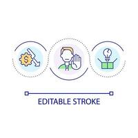 Eliminate unprofitable products loop concept icon. Damaged goods. Revenue loss. Business failure abstract idea thin line illustration. Isolated outline drawing. Editable stroke vector