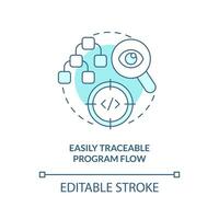Easily traceable program flow turquoise concept icon. Procedural programming benefit abstract idea thin line illustration. Isolated outline drawing. Editable stroke vector