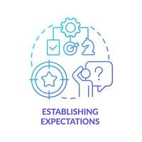 Establishing expectations blue gradient concept icon. New hire customer service training step abstract idea thin line illustration. Isolated outline drawing vector