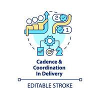 Cadence, coordination in delivery concept icon. Government transformation discipline abstract idea thin line illustration. Isolated outline drawing. Editable stroke vector