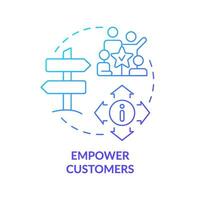Empower customers blue gradient concept icon. Call center customer service agent technique abstract idea thin line illustration. Isolated outline drawing vector