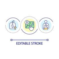 Transparent financial report loop concept icon. Provide honest business info. Pricing policy abstract idea thin line illustration. Isolated outline drawing. Editable stroke vector