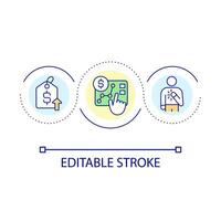 Transparent financial report loop concept icon. Provide honest business info. Pricing policy abstract idea thin line illustration. Isolated outline drawing. Editable stroke vector