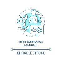 Fifth-generation programming language turquoise concept icon. Artificial intelligence abstract idea thin line illustration. Isolated outline drawing. Editable stroke vector