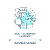 Fourth-generation programming language turquoise concept icon. Coding evolution abstract idea thin line illustration. Isolated outline drawing. Editable stroke vector
