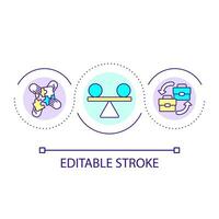 Merger of equals loop concept icon. Business activity abstract idea thin line illustration. Organization management. Firm merging. Isolated outline drawing. Editable stroke vector